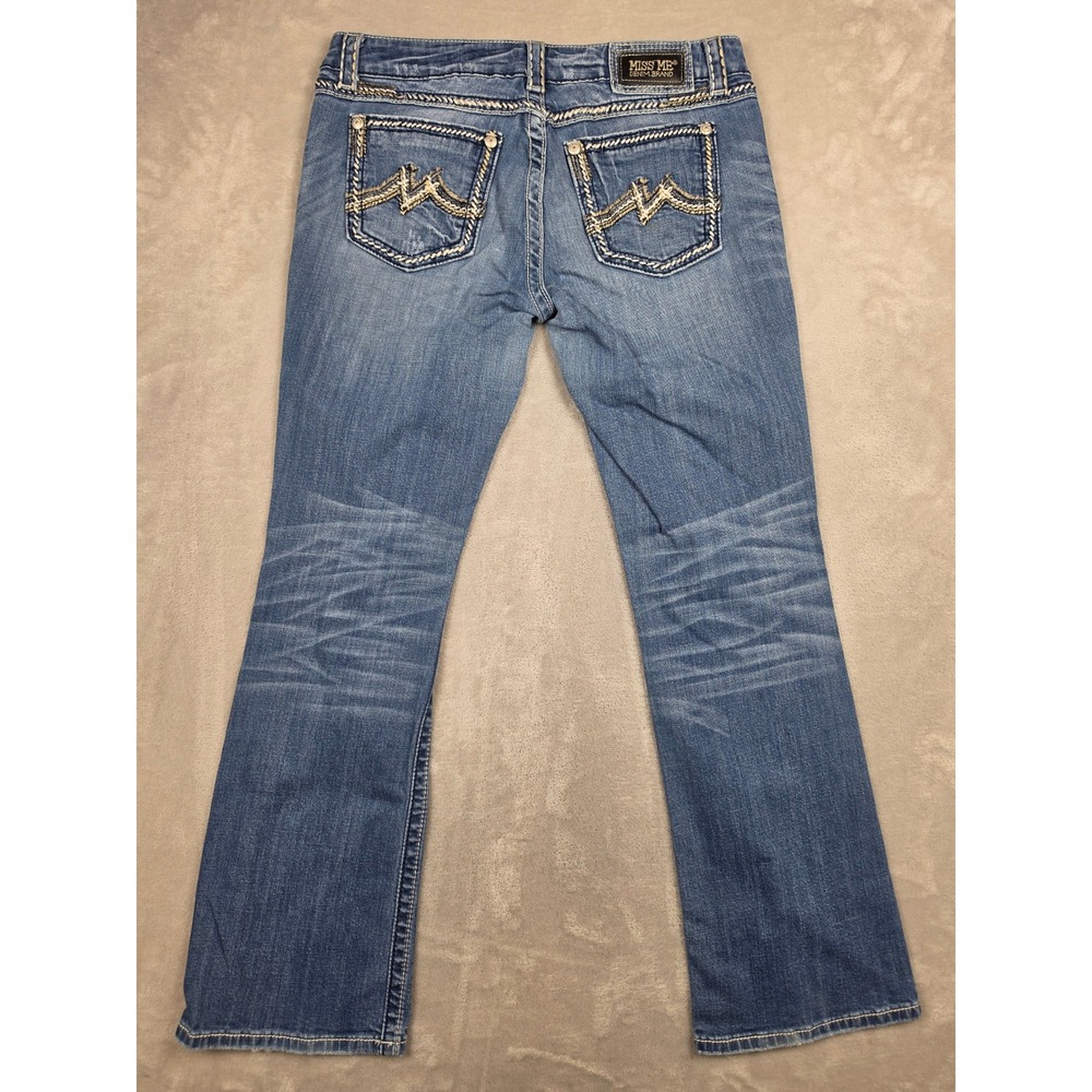 Miss Me Denim Brand Easy Bootcut Jeans Womens 31 Fit 34x31 Blue Thick Stitch Y2K